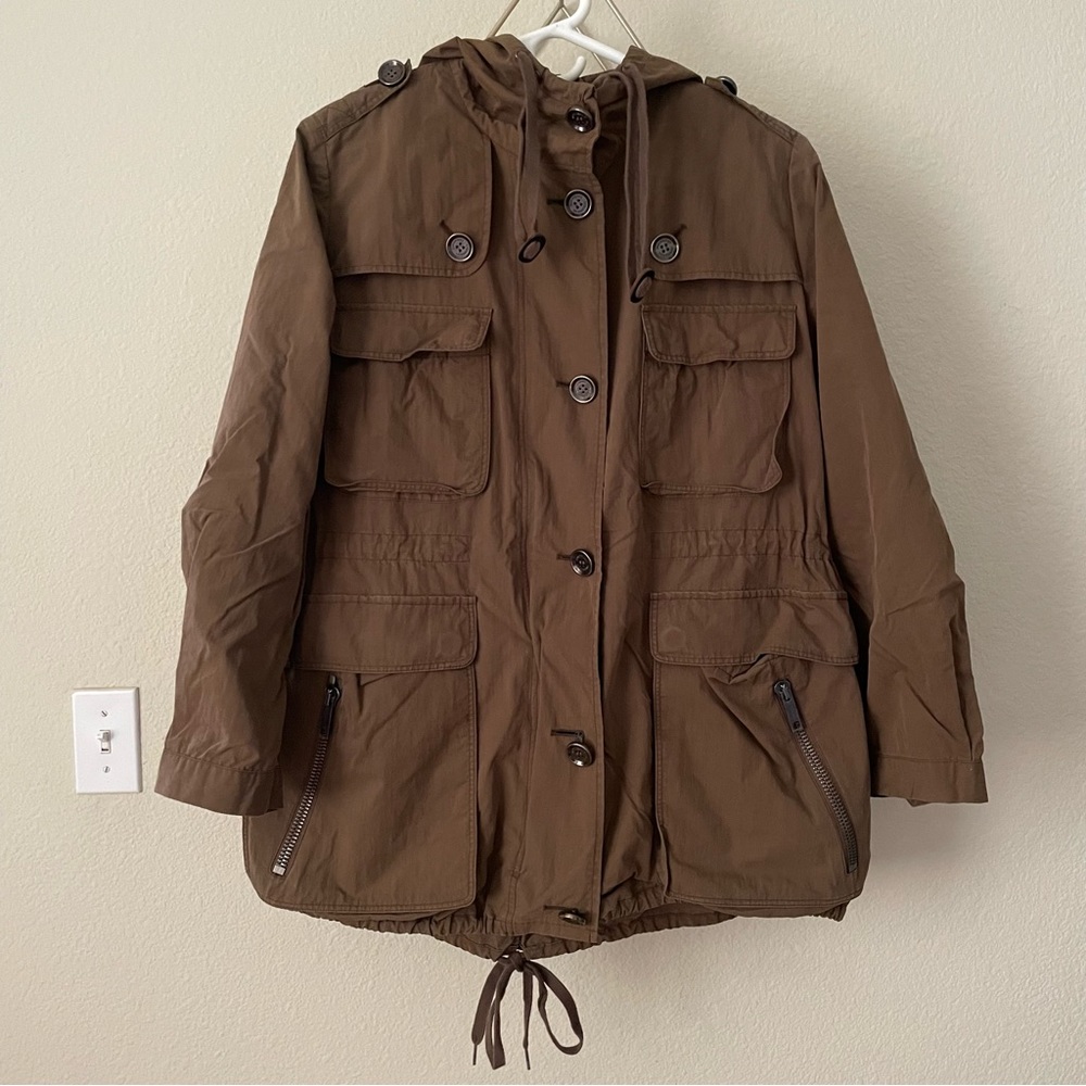 Burberry Brit women’s utility military jacket coat women’s size 2 khaki w/ liner